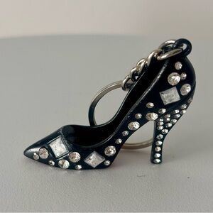 Black Rhinestone Embellished Women's Shoe Keychain